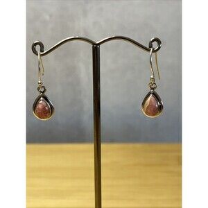 Rhodochrosite Sterling Silver Earrings Pink Gemstone Jewelry Artisan Handmade